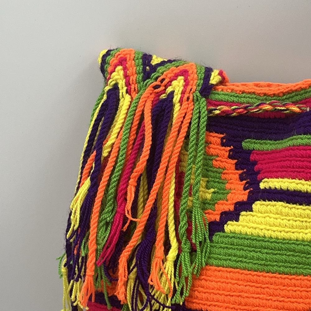 Vibrant Colorful Mochila Wayuu Handbag Purse Handmade Original Unique Boho Fun - Picture 5 of 16